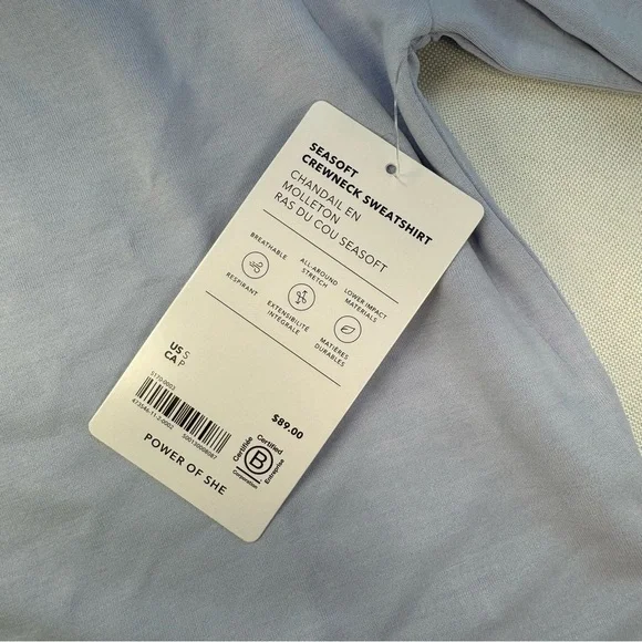 NWT Athleta Seasoft Crewneck Sweatshirt - Gossamer Blue - Picture 4 of 5